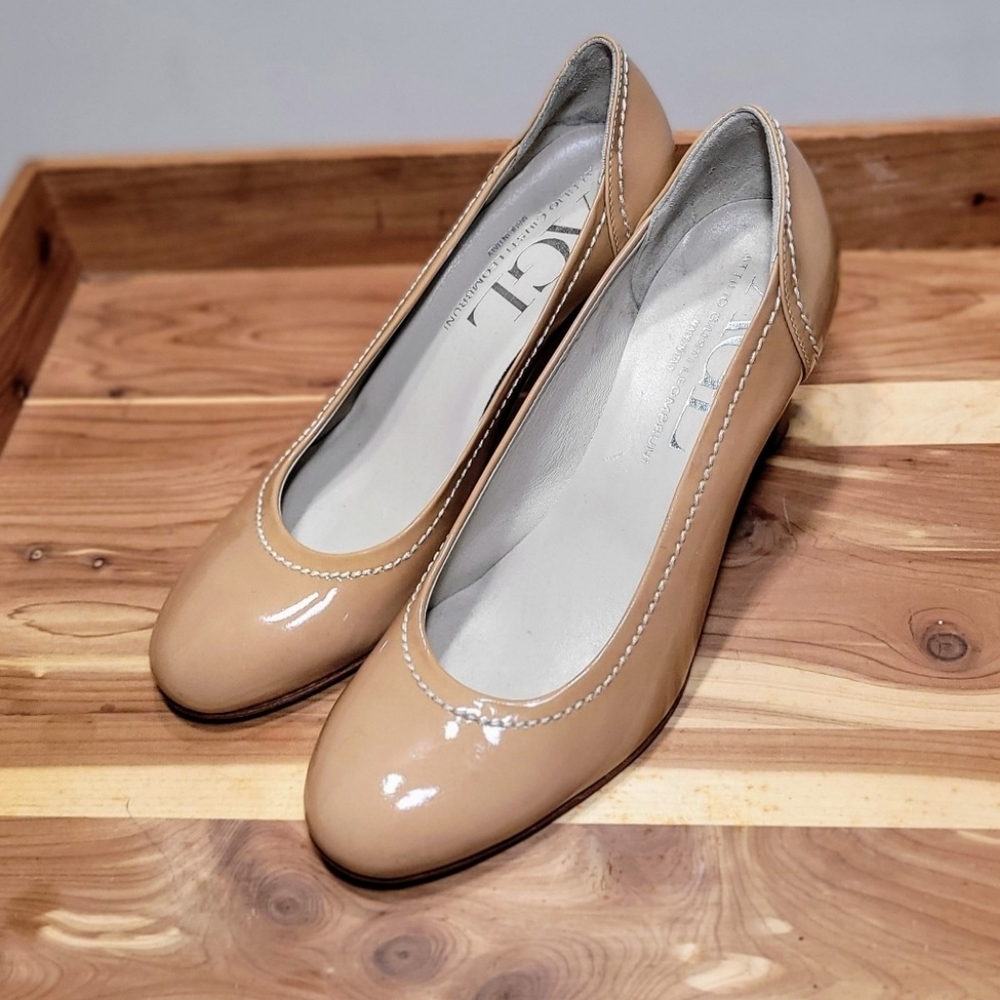 AGL Attilio Giusti Leombruni Tan Patent Leather Pumps Heels Size 9.5